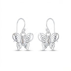 أقراط متدلية من الفضة الإسترلينية بتصميم فراشة مزخرفة بأحجار الراين