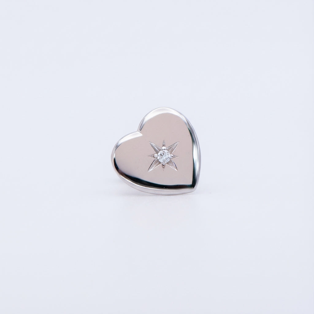 Northern Star Heart Stud Earrings in 925 Sterling Silver with Cubic Zirconia