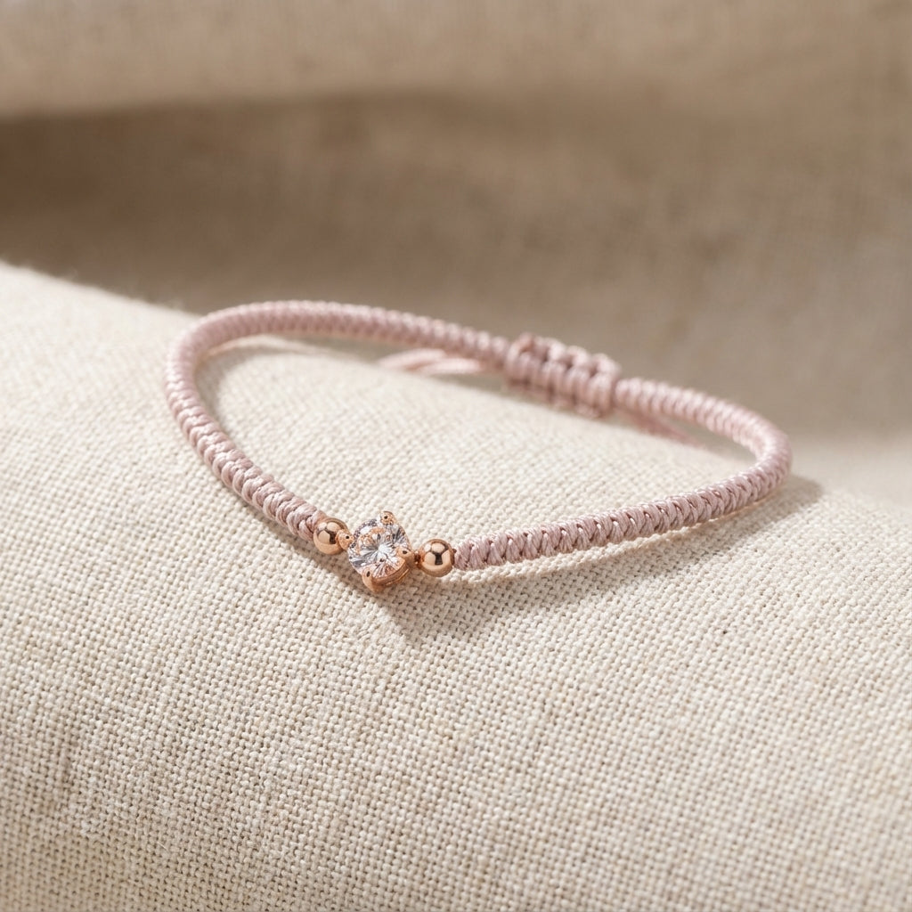 Greige Paracord Bracelet with Rose Gold Crystal Core