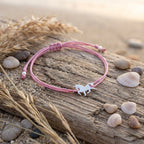 Whimsy Unicorn Bracelet in Silver with Pink Cord