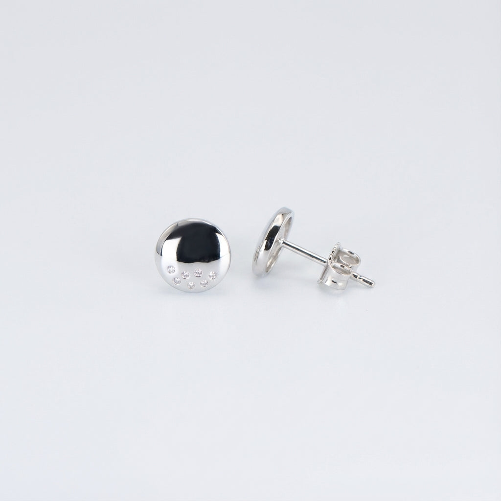 925 Sterling Silver Round Stud Earrings with Cubic Zirconia for Women