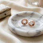 Celeste Core Heart-Star Stud Earrings in Rose-Gold Silver