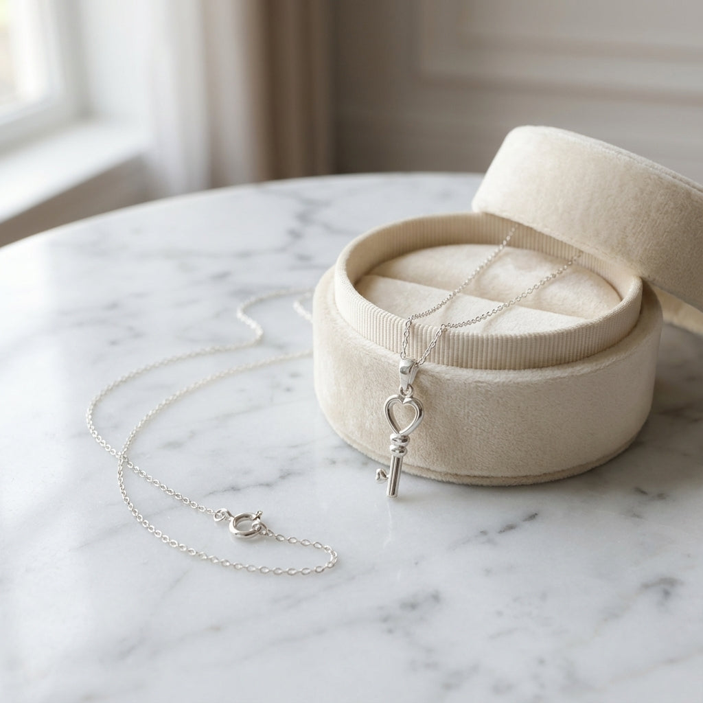 قلادة مفتاح هارتلوك من الفضة الإسترليني المصقولة عيار 925