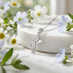 Sterling Silver Triple Butterfly Pendant Necklace with Enamel & Pavé CZ