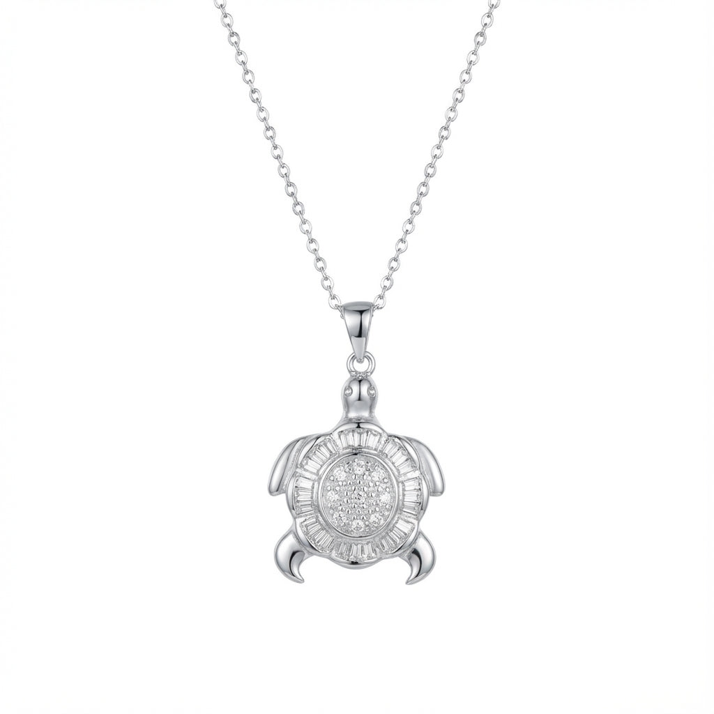 Moon Goddess Sea Turtle Necklace in 925 Sterling Silver