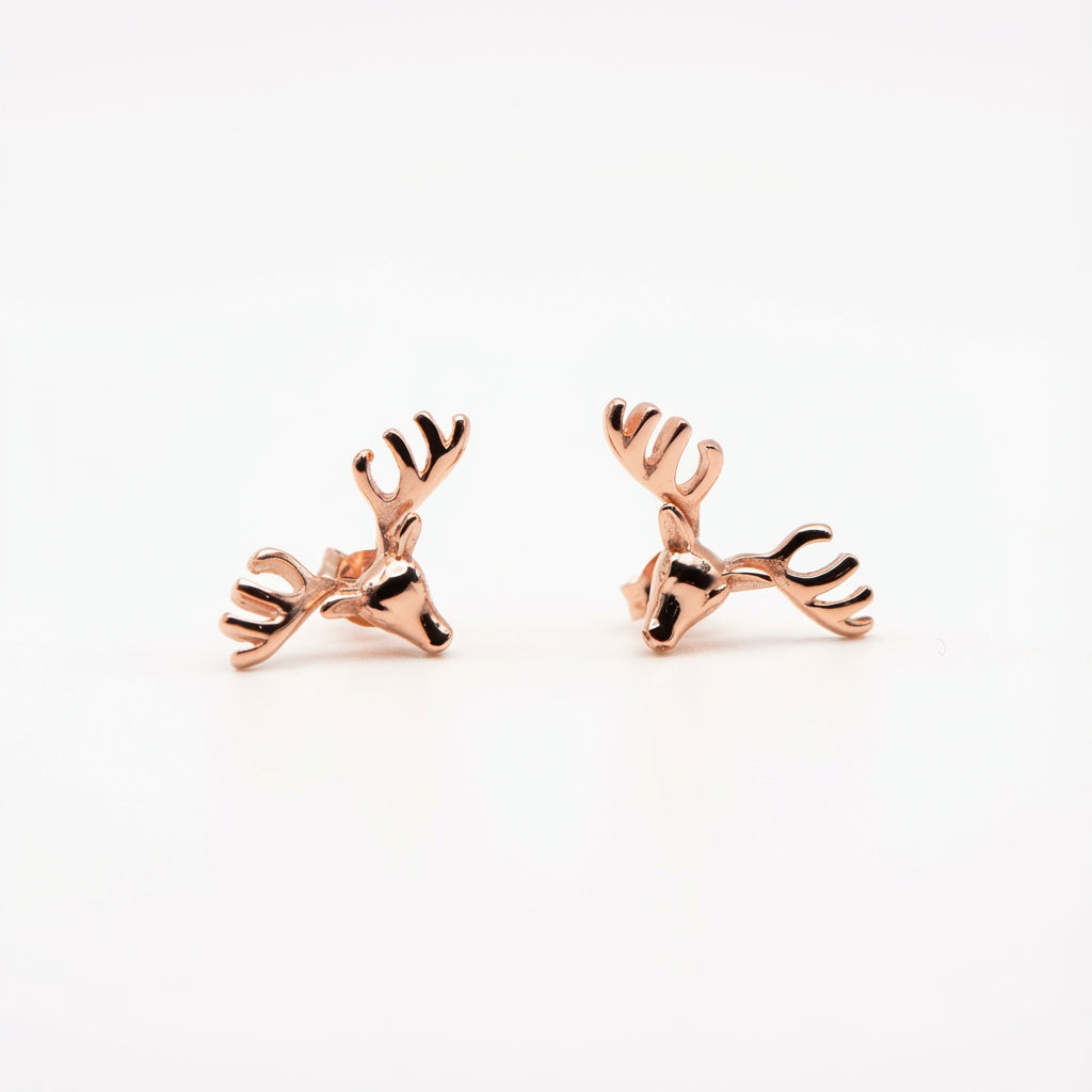 Nature Inspired Antler Stud Earrings Rose Gold Plated Sterling Silver