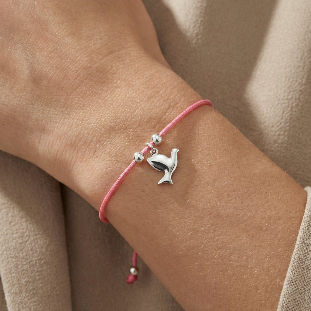 سوار بسيط من الفضة الإسترليني بتصميم حمامة - سوار معصم قابل للتعديل للاستخدام اليومي