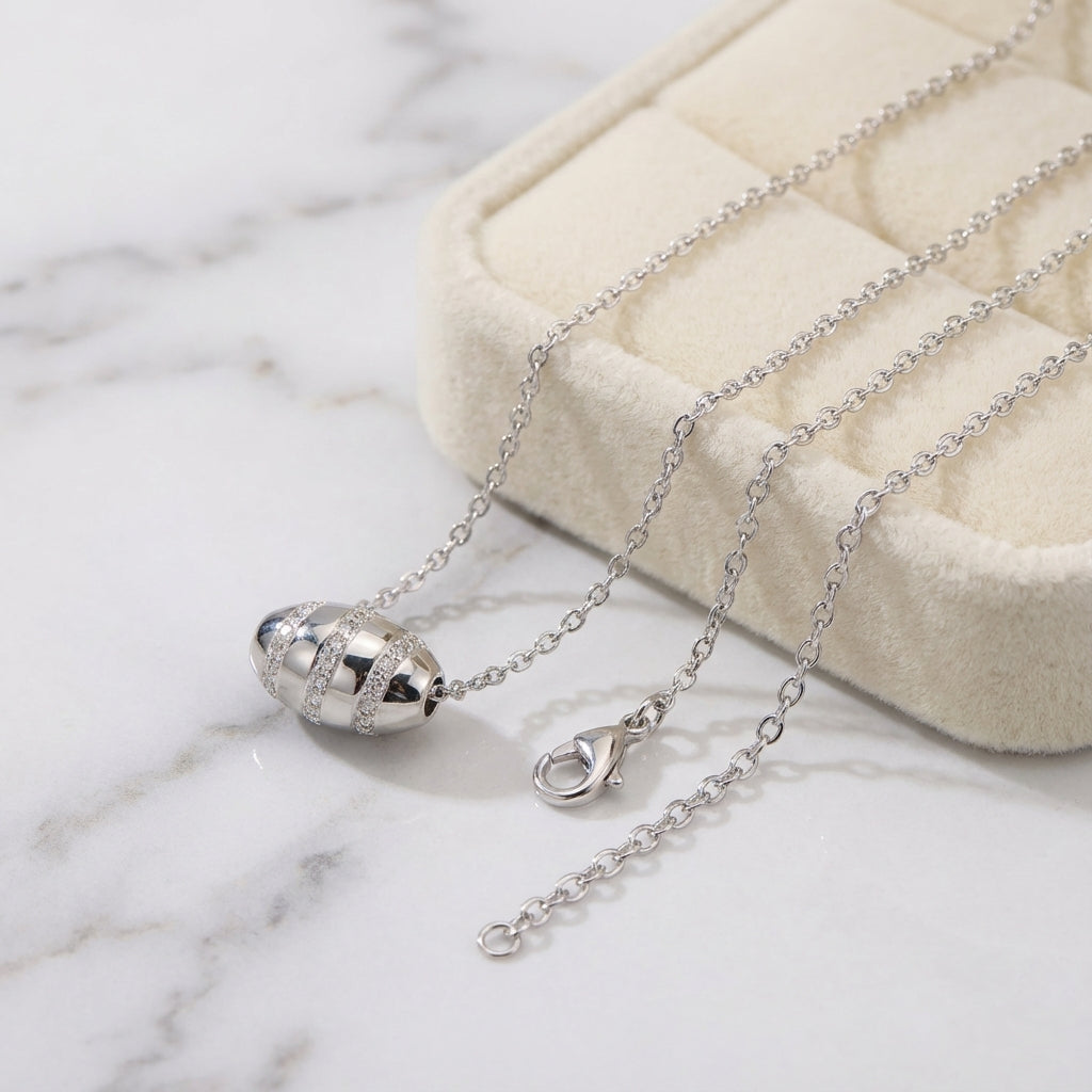 Stardust Bead Necklace 925 Silver Rhodium-Plated Cosmic Pendant