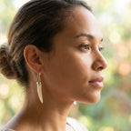 Sterling Silver Horn Dangle Earrings - Green Aventurine, Black Onyx and Mother of Pearl