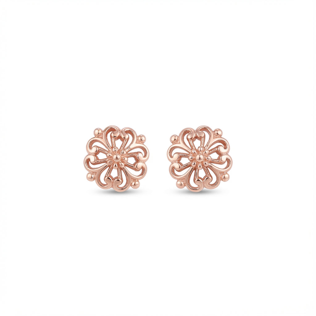 Filigrana Stud Earrings 925 Silver Rose Gold Plated