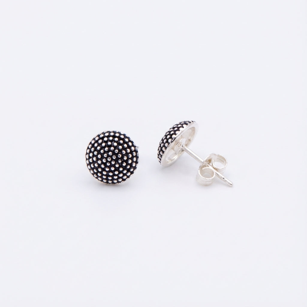 Dot Horizon Oxidized Sterling Silver Stud Earrings