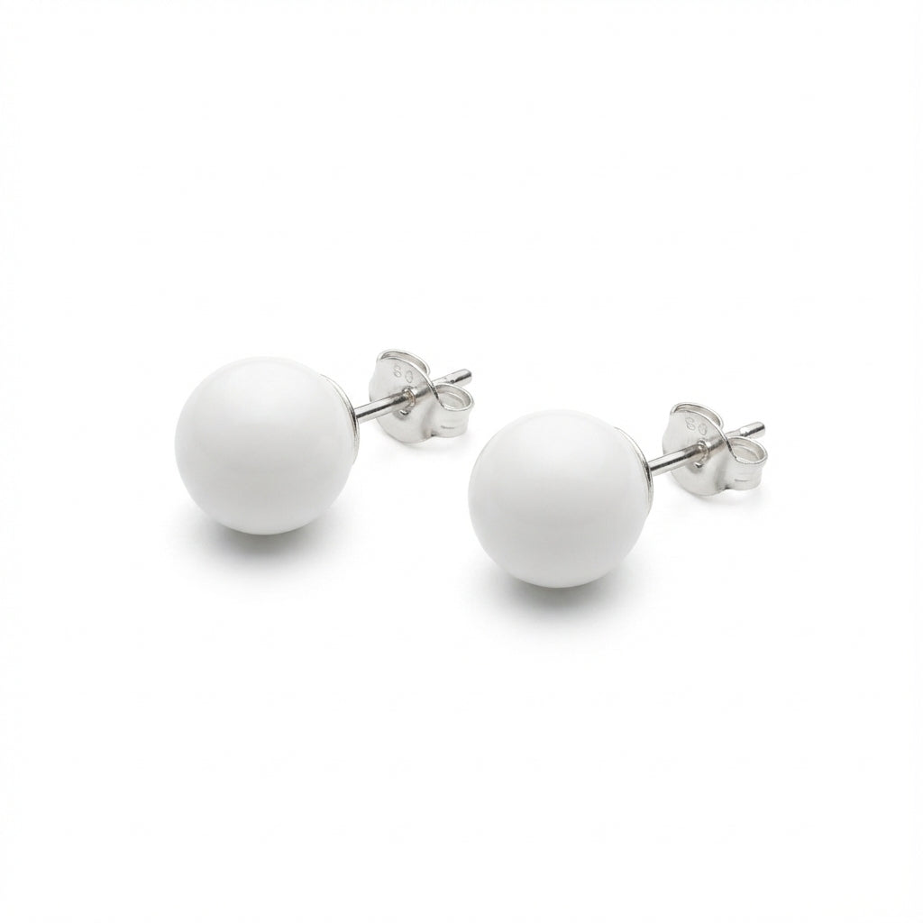 925 sterling silver 10mm white stud earrings