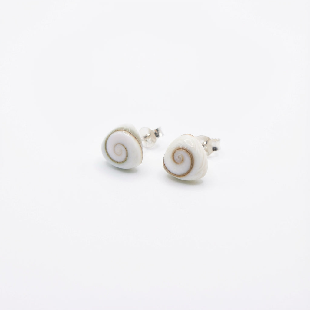 Shiva Eye Shell Silver Stud Earrings for Women