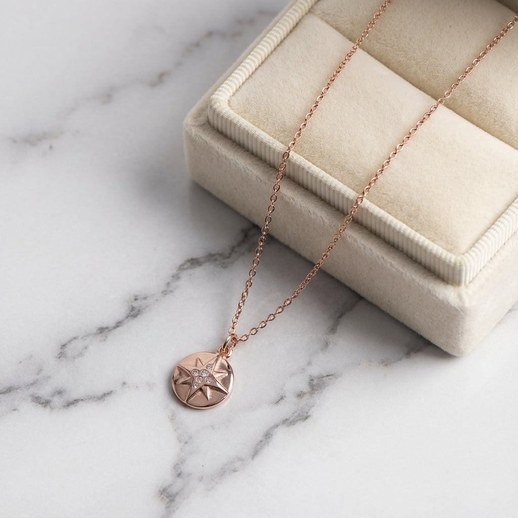 قلادة نورثلايت ستاربرست من الذهب الوردي والفضة الإسترليني عيار 925