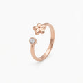 gold-plated open ring with five-petal flower and rhinestone inspired by jasmine on 925 silver