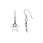 Double Star Drops Silver Earrings Trendy Celestial Jewelry for Women