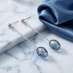 Twilight Blue Swarovski Crystal Drop Earrings in Polished Silver