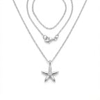 قلادة فضية بزهرة الياسمين مرصعة بالزركونيا المكعبة