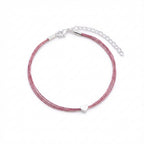 Metallic Pink Tinsel Heart Bracelet Stackable Layered Jewelry