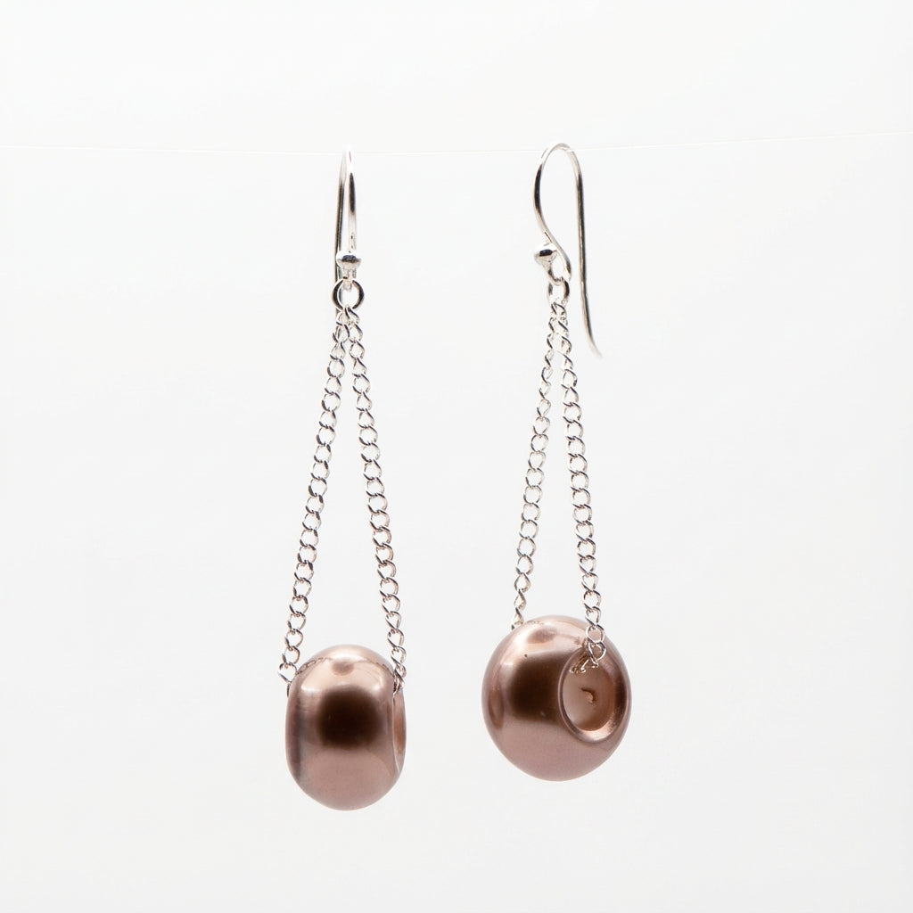 أقراط أنيقة من خيوط اللؤلؤ الفضية للنساء، مجوهرات خالدة