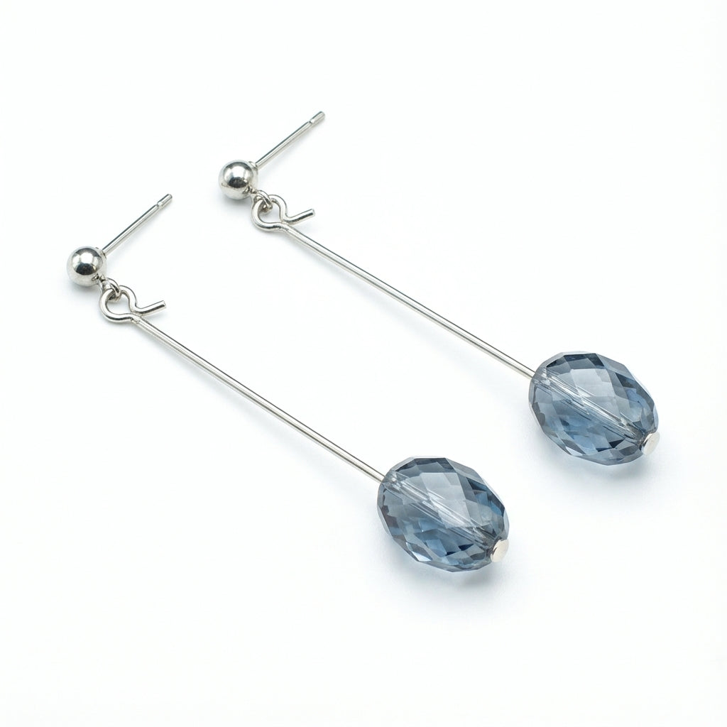 Twilight Blue Swarovski Crystal Drop Earrings in Polished Silver