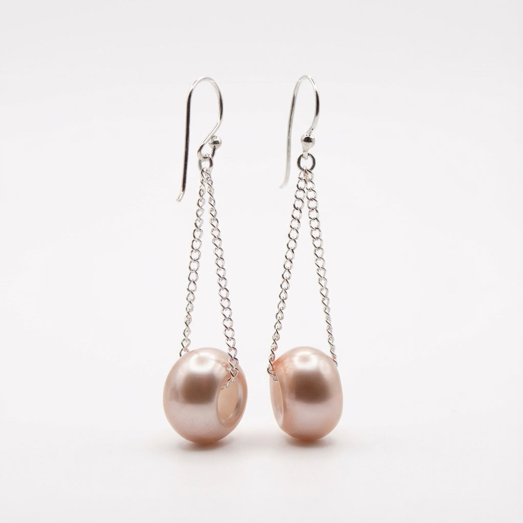 أقراط أنيقة من خيوط اللؤلؤ الفضية للنساء، مجوهرات خالدة