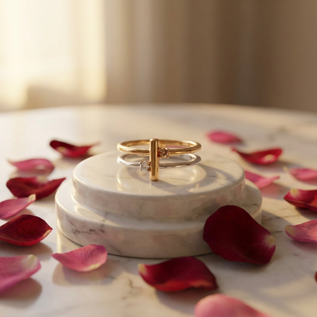 Classy Dual-Band Symmetry Ring Modern Split Band Gold and Silver Jewelry