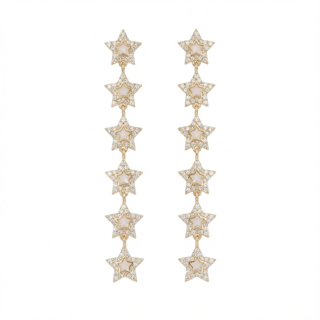 أقراط سيليستيا كاسكيد ستار المتدلية من الفضة الإسترليني عيار 925