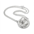 925 Sterling Silver Satin White Tulip Medallion Pendant with Hand-Carved Wheat