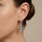 أقراط بيضاوية متدلية على شكل يد همسة من الفضة الإسترليني مرصعة بالزركونيا