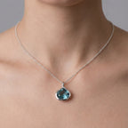 Blue Lotus Silver Pendant Necklace with Sky Blue Topaz
