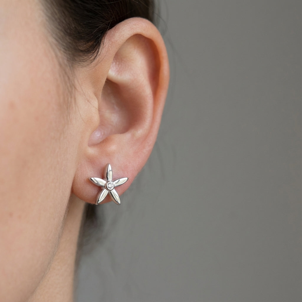 Jasmine Bloom Earrings in Rhodium-Plated 925 Sterling Silver
