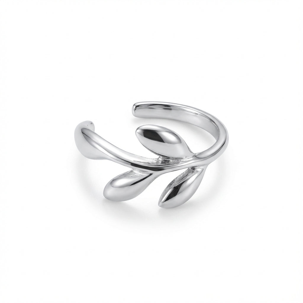 Olive Leaf Ear Cuff Earrings in 925 Sterling Silver