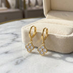 Four Leaf Clover Huggie Hoop Earrings in 925 Silver | Silver, Gold, Rose Gold