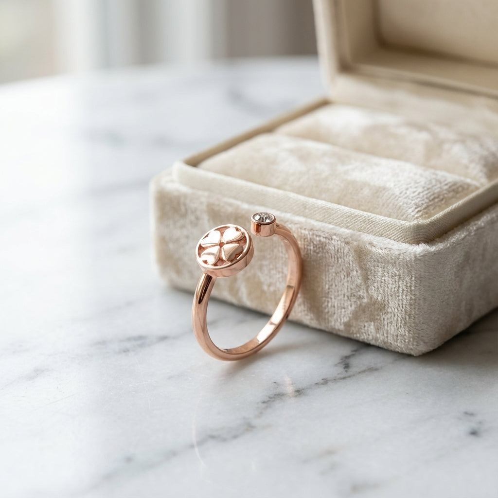 Elegant Emotional Compass Ring with Four Hearts