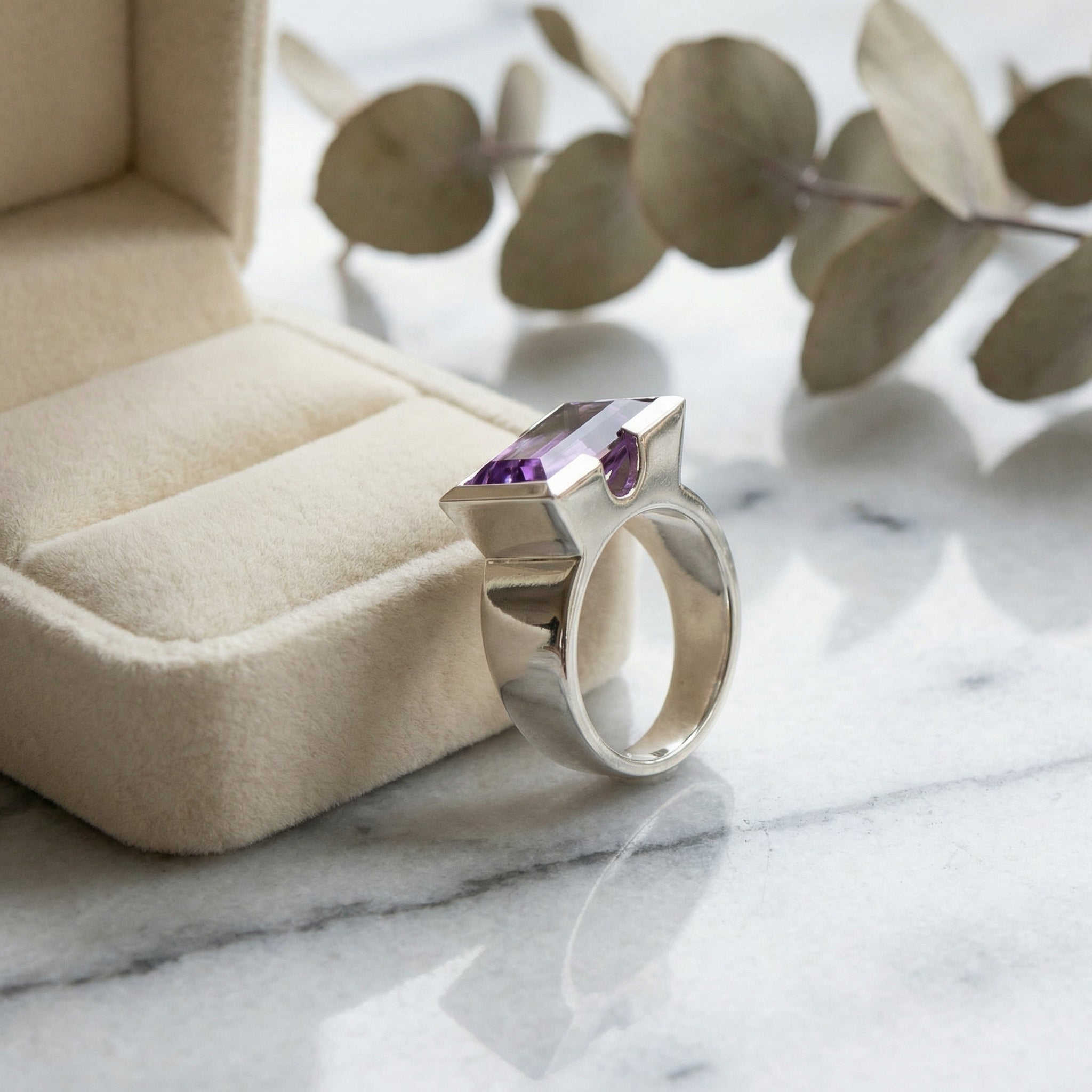 Natural Amethyst Cocktail Ring (8.15ct) – 925 Sterling Silver February Birthstone Gift