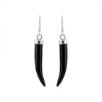 Sterling Silver Horn Dangle Earrings - Green Aventurine, Black Onyx and Mother of Pearl