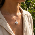Moon Goddess Sea Turtle Necklace in 925 Sterling Silver