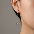 Sterling Silver Chain Drop Earrings with Polished Sphere Modern Style
