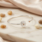 925 Sterling Silver Enamel Evil Eye Cuff Bangle - Peridot, Dual Opal & Sky-Blue Topaz