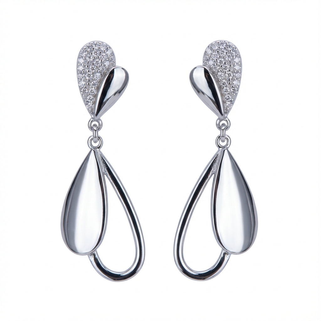 Folia Lucida Falling Leaves Drop Earrings in 925 Sterling Silver