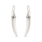 Sterling Silver Horn Dangle Earrings - Green Aventurine, Black Onyx and Mother of Pearl