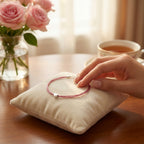 Metallic Pink Tinsel Heart Bracelet Stackable Layered Jewelry