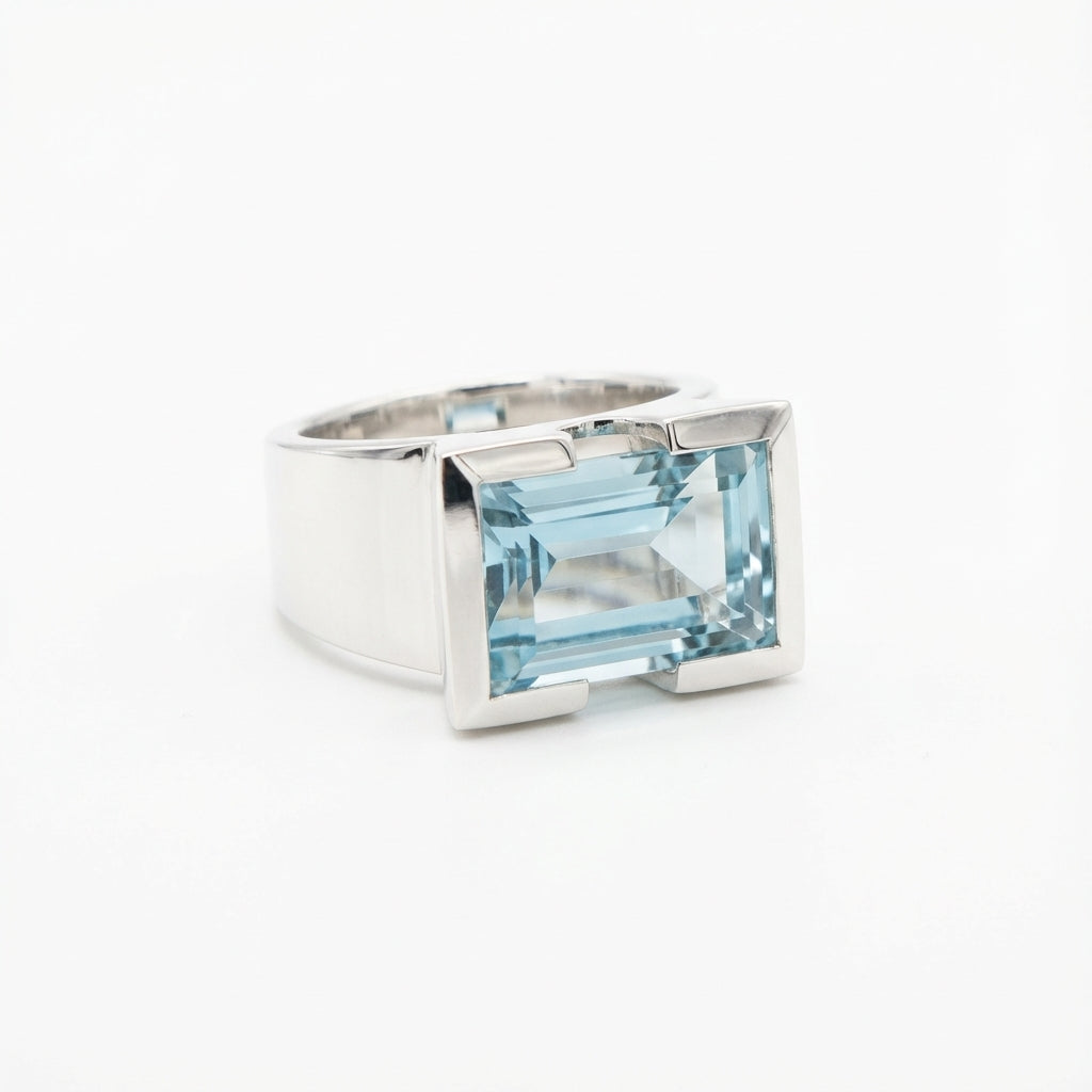 Natural Sky Blue Topaz Statement Ring – 925 Sterling Silver November Birthstone