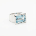 Natural Sky Blue Topaz Statement Ring – 925 Sterling Silver November Birthstone