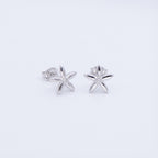 أقراط زهرة الياسمين من الفضة الإسترليني عيار 925 المطلية بالروديوم