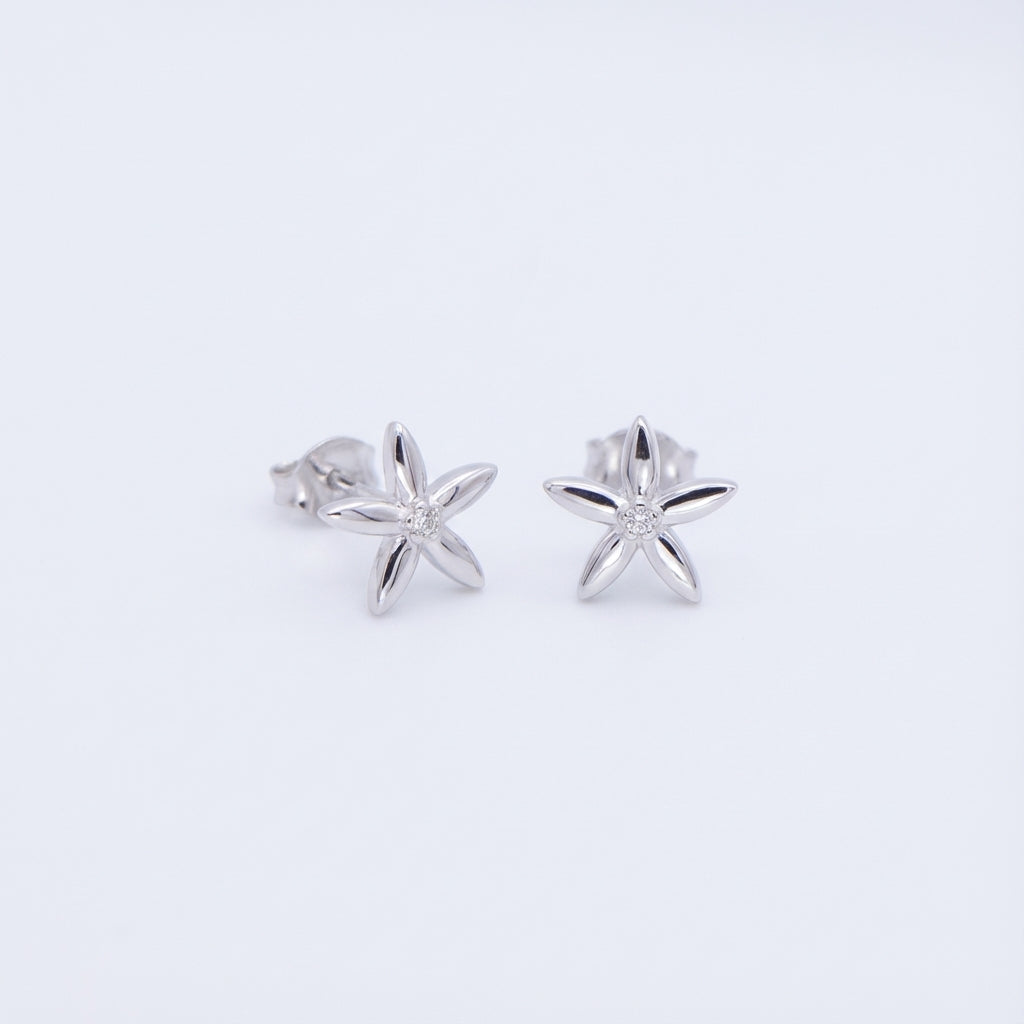 Jasmine Bloom Earrings in Rhodium-Plated 925 Sterling Silver