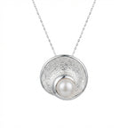 Sterling Silver Pearl Vortex Swirl Pendant Necklace for Bridal and Anniversary Wear