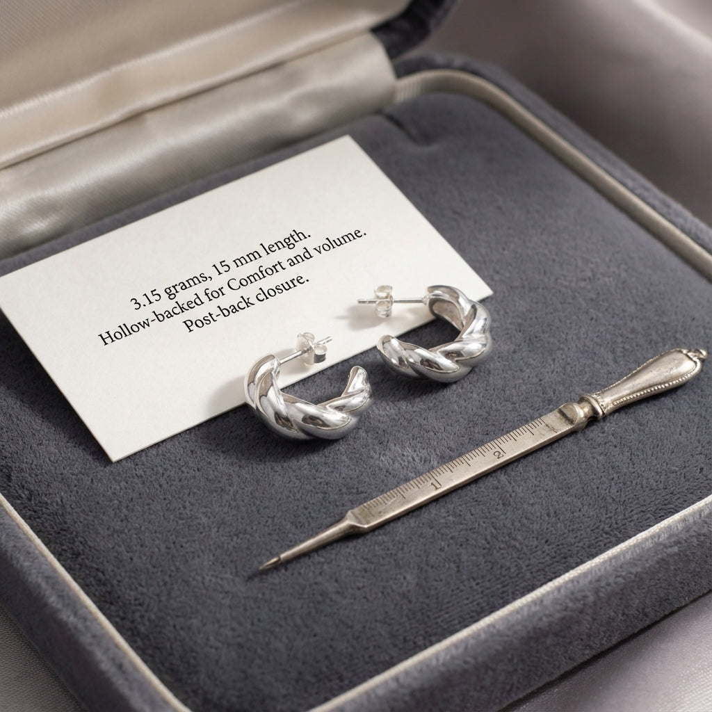 A Curl of Silver Sculptural Sterling Silver Stud Earrings Design