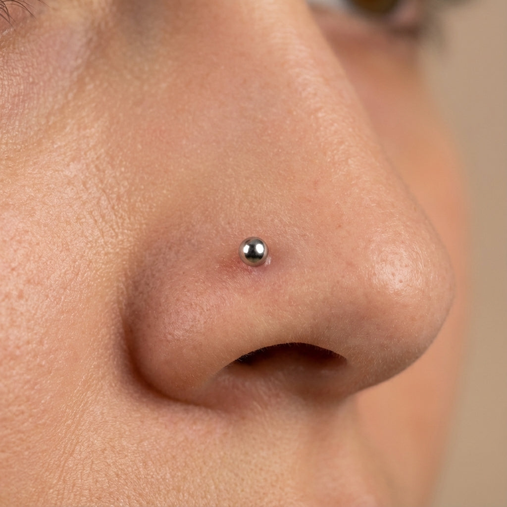 High Polish Silver Sphere Nose Pin for Everyday Elegance